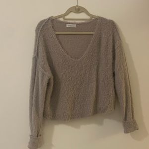 Light Grey/Purple Crop Sweater